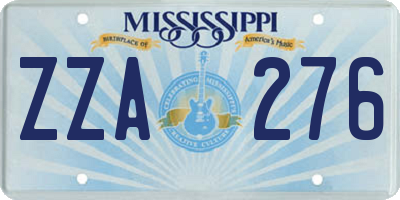 MS license plate ZZA276