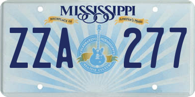 MS license plate ZZA277