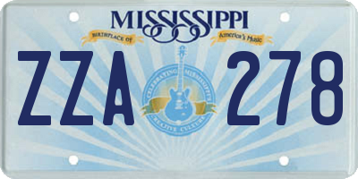 MS license plate ZZA278