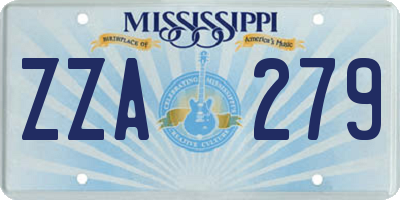 MS license plate ZZA279