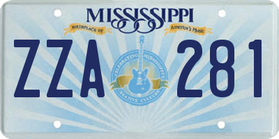 MS license plate ZZA281