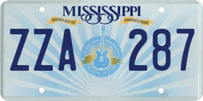 MS license plate ZZA287