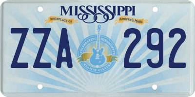 MS license plate ZZA292
