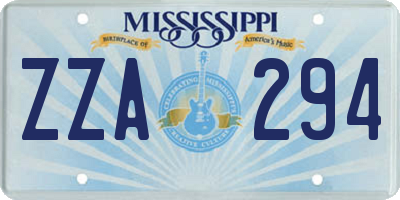 MS license plate ZZA294
