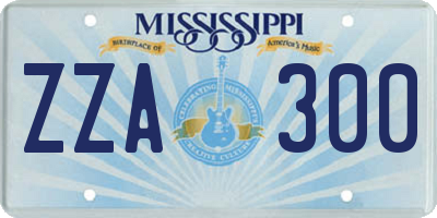 MS license plate ZZA300