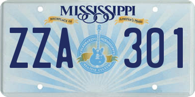 MS license plate ZZA301