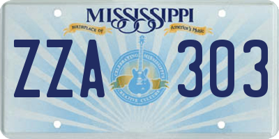 MS license plate ZZA303