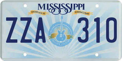MS license plate ZZA310