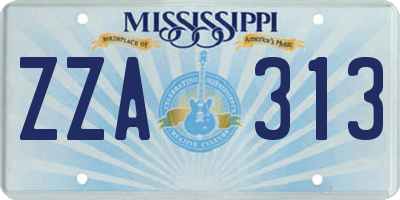 MS license plate ZZA313