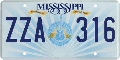 MS license plate ZZA316