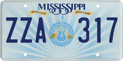 MS license plate ZZA317