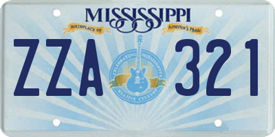 MS license plate ZZA321