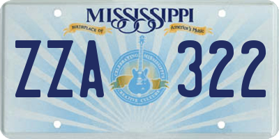 MS license plate ZZA322