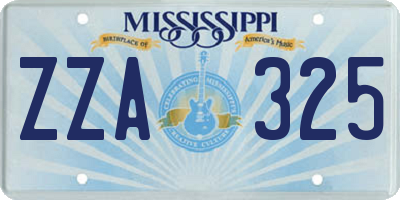 MS license plate ZZA325