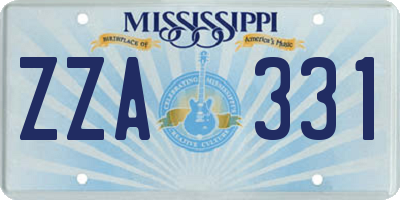 MS license plate ZZA331