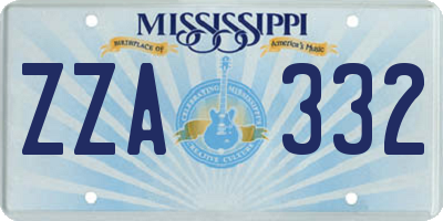 MS license plate ZZA332