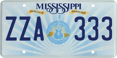 MS license plate ZZA333