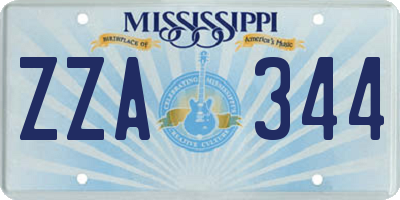 MS license plate ZZA344