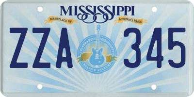 MS license plate ZZA345