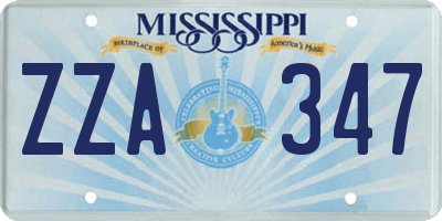 MS license plate ZZA347