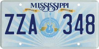 MS license plate ZZA348