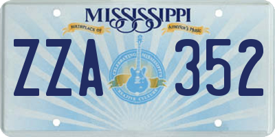 MS license plate ZZA352