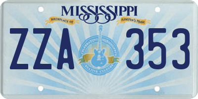 MS license plate ZZA353