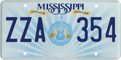 MS license plate ZZA354