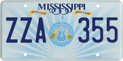 MS license plate ZZA355