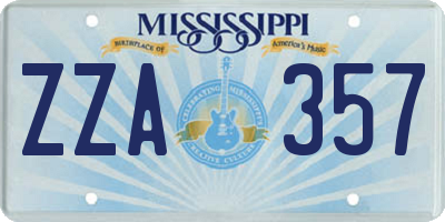 MS license plate ZZA357