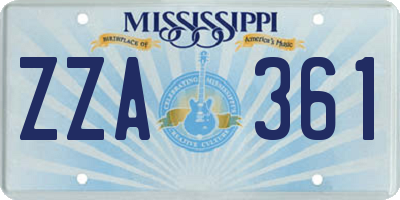 MS license plate ZZA361