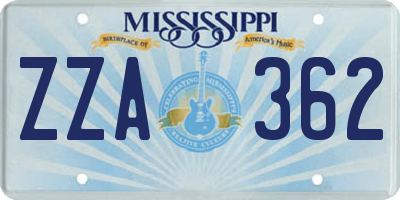 MS license plate ZZA362