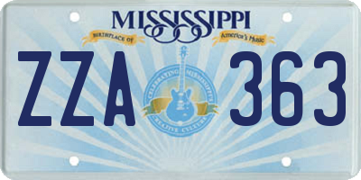 MS license plate ZZA363