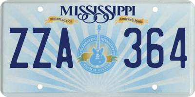MS license plate ZZA364