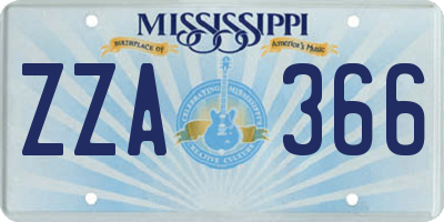 MS license plate ZZA366