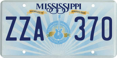 MS license plate ZZA370