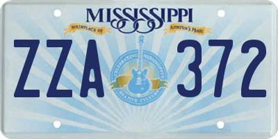 MS license plate ZZA372