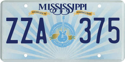 MS license plate ZZA375