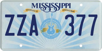 MS license plate ZZA377