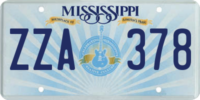 MS license plate ZZA378