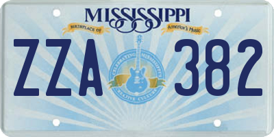 MS license plate ZZA382