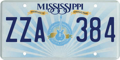 MS license plate ZZA384
