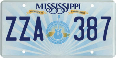 MS license plate ZZA387