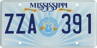MS license plate ZZA391