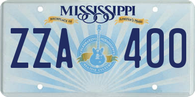 MS license plate ZZA400