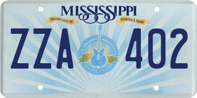 MS license plate ZZA402