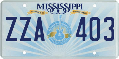 MS license plate ZZA403