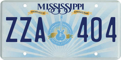 MS license plate ZZA404