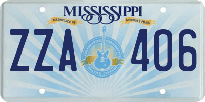 MS license plate ZZA406