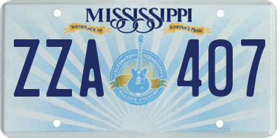 MS license plate ZZA407